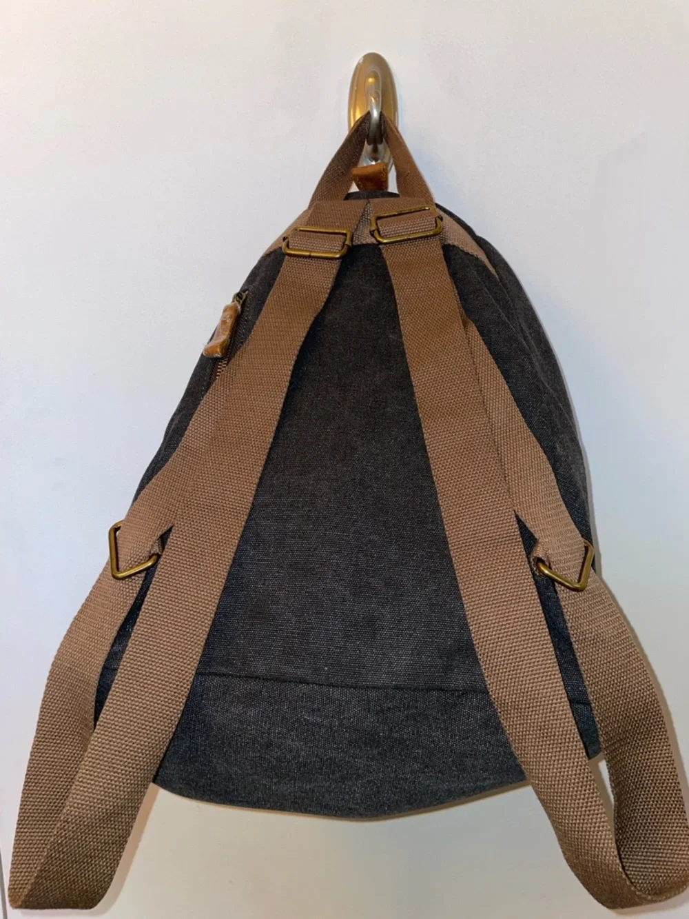 Black Denim Canvas Weekender Bag with Tan Leather Trim